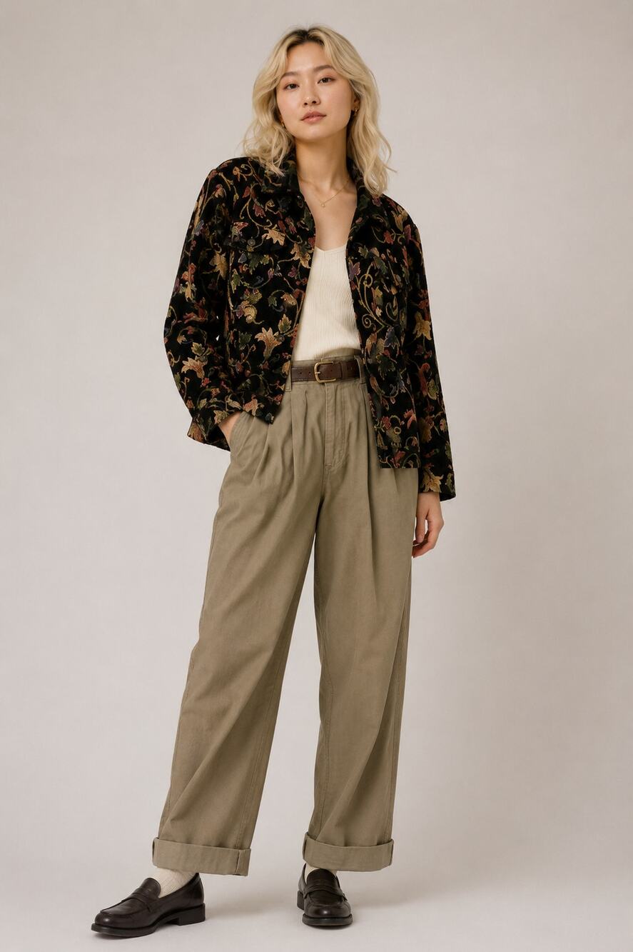 Vintage 90s Provence D'amour Velvet Tapestry Floral Jacket L Whimsigoth Eclectic